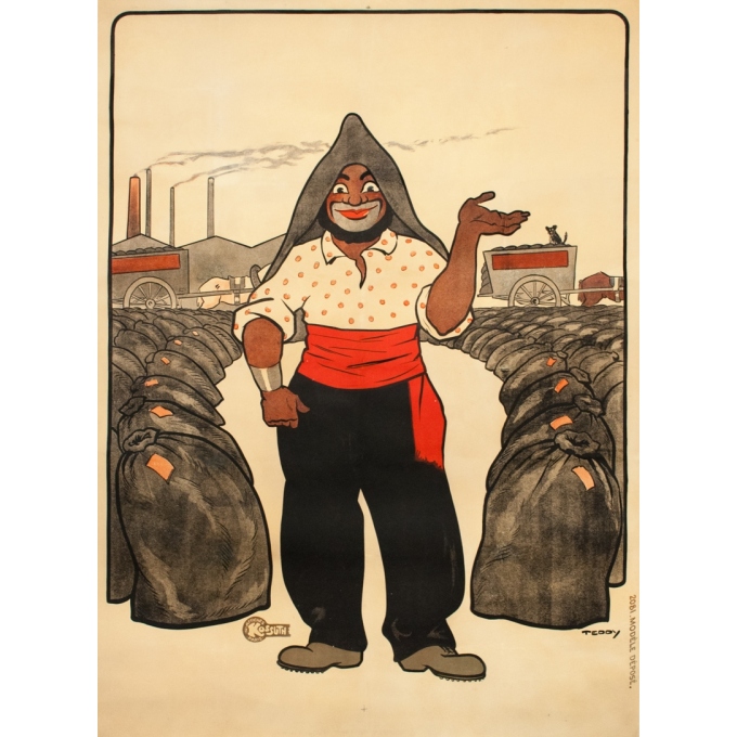 Affiche ancienne de publicité - Teddy - 1910 - Le Mineur - avant la lettre - 159 par 117 cm
