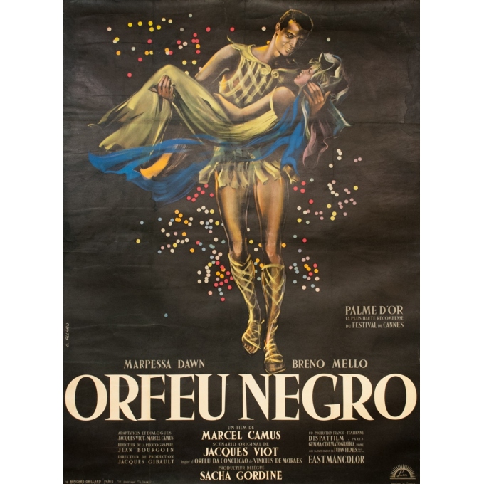Affiche ancienne de cinéma - G.Allard - 1961 - Orfeu Negro - 160 par 120 cm