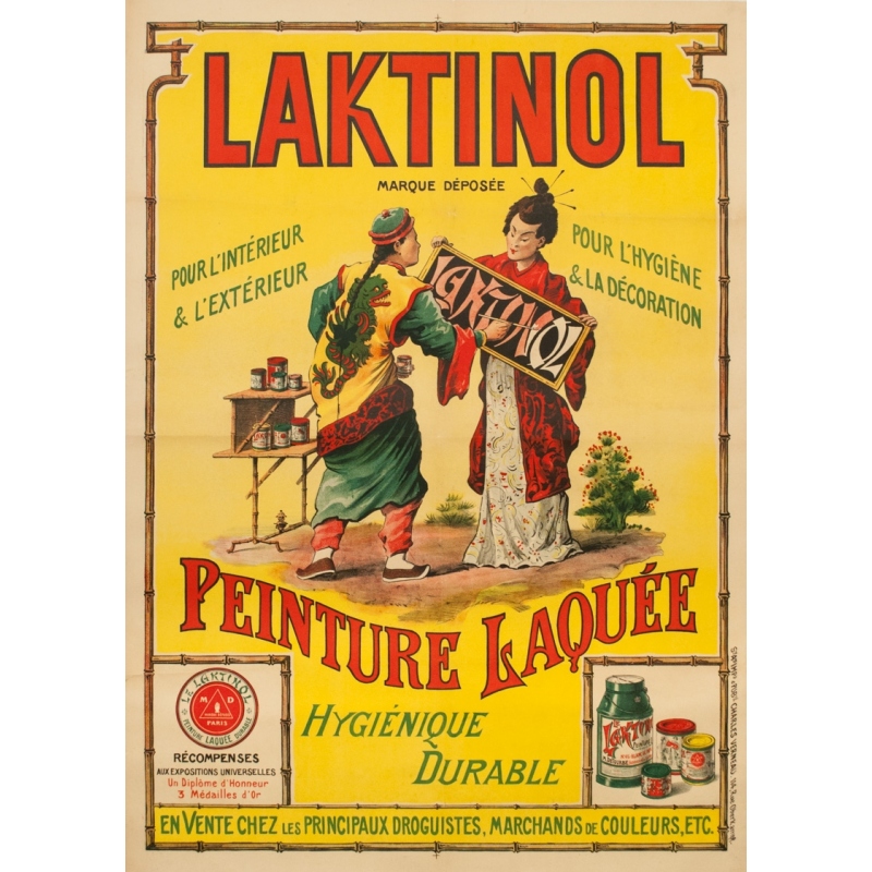 Vintage advertising poster -  - Circa 1910 - Laktinol Peinture Laquée - 54.9 by 39 inches