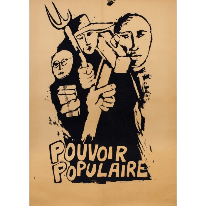 Affiche ancienne de publicité - Atelier Des Beaux Arts - 1968 - Pouvoir Populaire - 117.5 par 84 cm