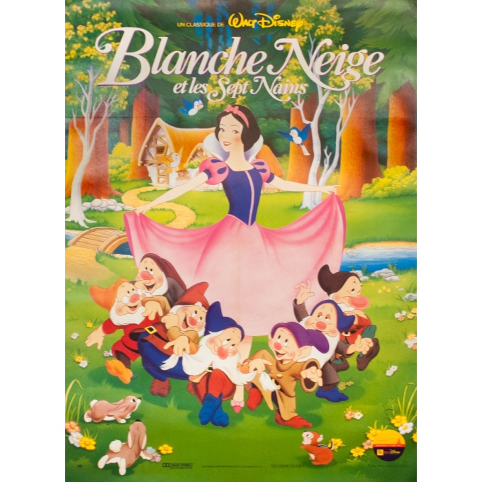 Affiche ancienne de cinéma - Walt Disney - Circa 1970 - Blanche Neige Et Les Sept Nains - 160 par 120 cm