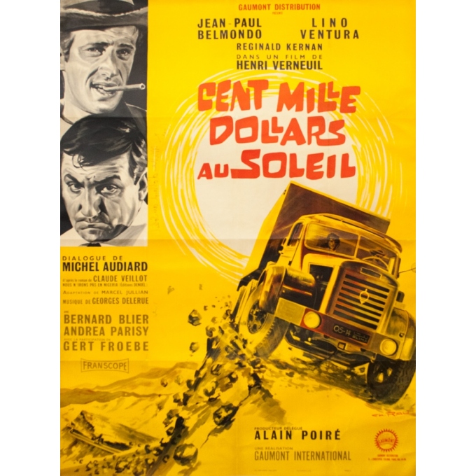 Affiche ancienne de cinéma - Ch. Rau - 1964 - 100 Mille Dollars Au Soleil, Modèle B - 160 par 120 cm