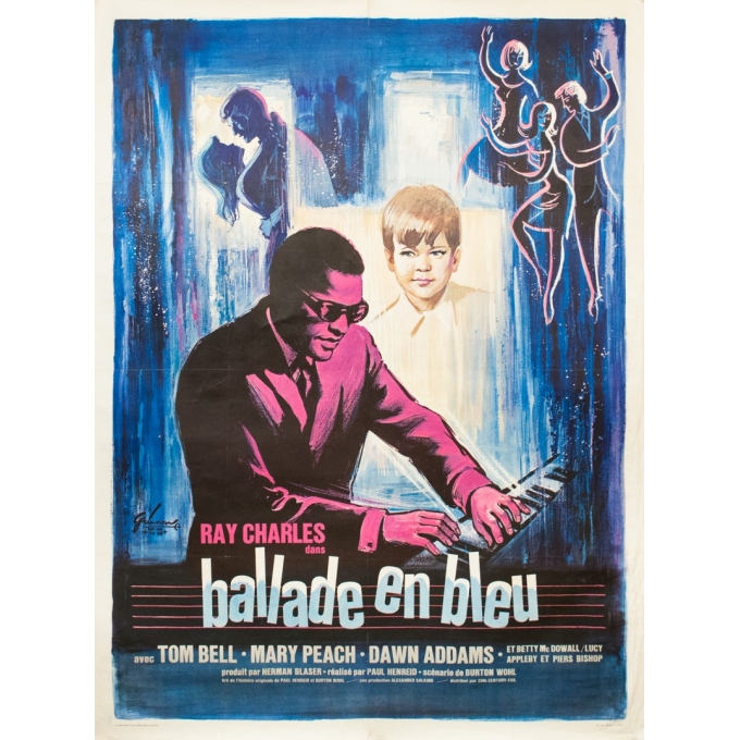 Original vintage movie poster - Grinsson - 1965 - Ballade En Bleu Ray Charles - 63 by 47.2 inches