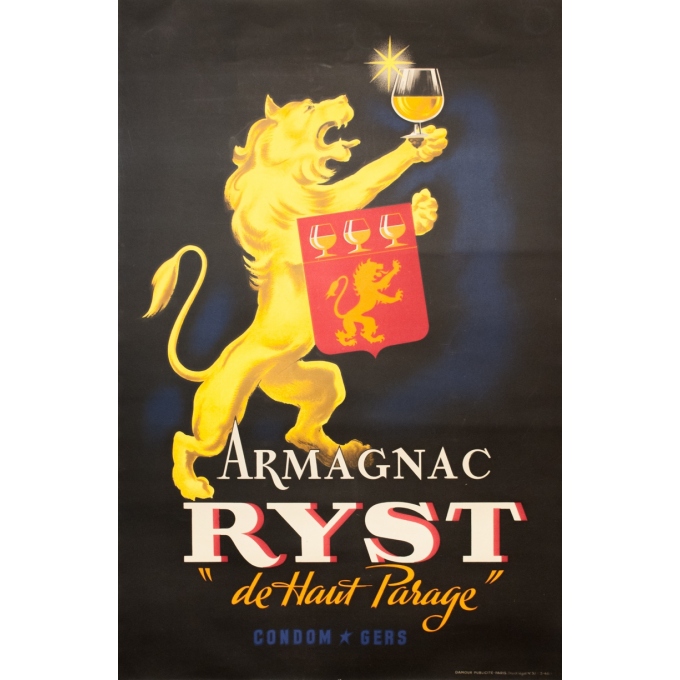 Vintage advertising poster - 1920 - Armagnac Ryst - 59.8 by 39.2 inches