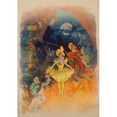 Affiche ancienne d'exposition - Cherret - 1900 - Musée Grévin - Avant La Lettre - 87.5 par 124 cm