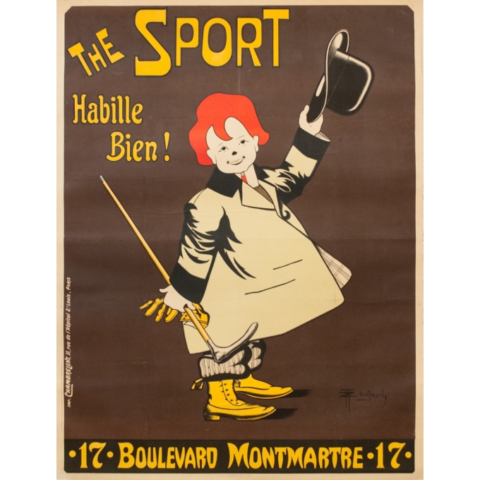 Affiche ancienne de publicité - Zagnoli - 1900 - The Sport Habille Bien ! - 129 par 99 cm Affiche ancienne de publicité - Zagnoli - 1900 - The Sport Habille Bien ! - 129 par 99 cm