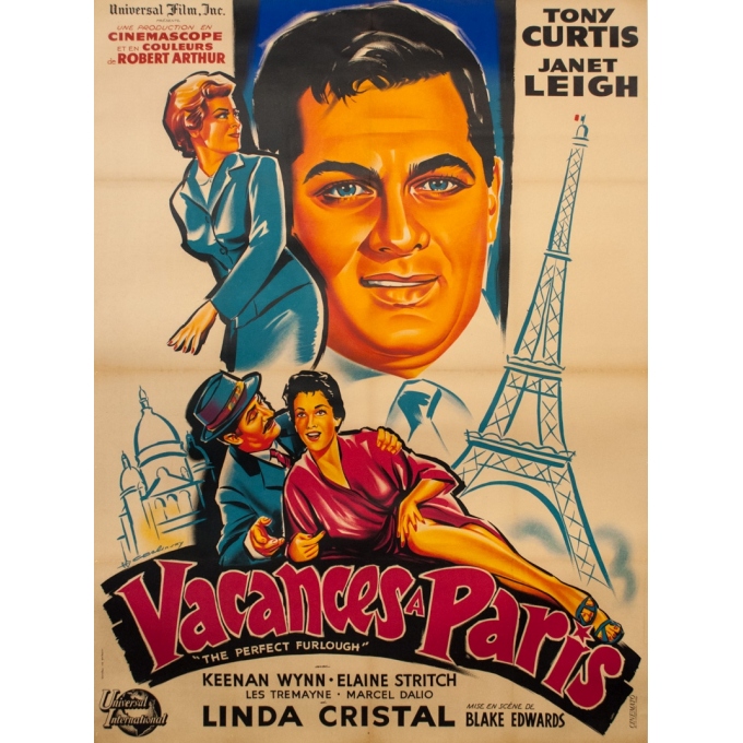 Affiche ancienne de cinéma - C Belinsky - 1958 - Vacances À Paris - 160 par 120 cm