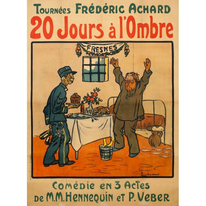 Affiche ancienne d'exposition - Pierre Brissaud - 1920 - 20 Jours À L'Ombre - 150 par 115 cm