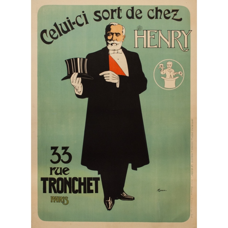 Affiche ancienne de publicité - A.Segauld - 1900 - Le Chappelier Henry - 129 par 94 cm