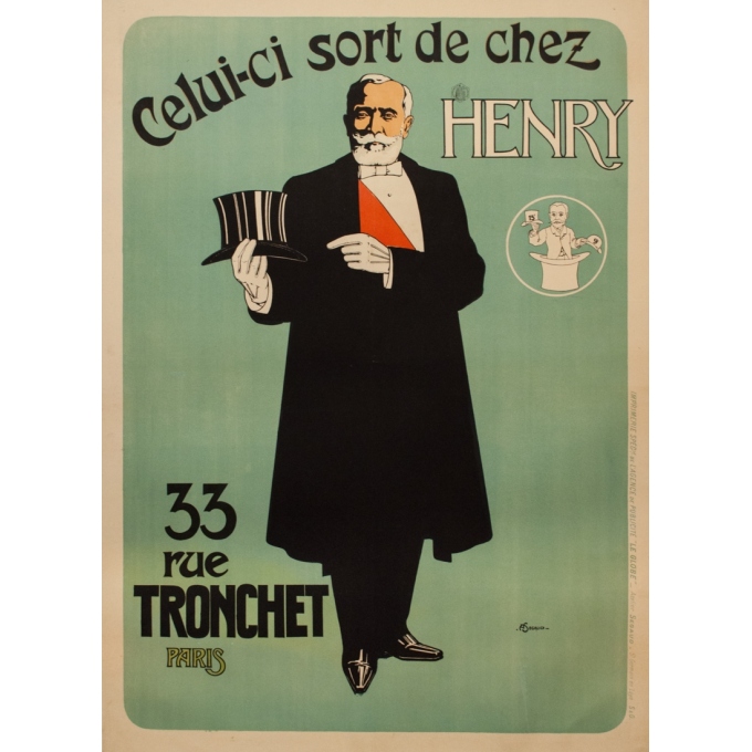 Affiche ancienne de publicité - A.Segauld - 1900 - Le Chappelier Henry - 129 par 94 cm
