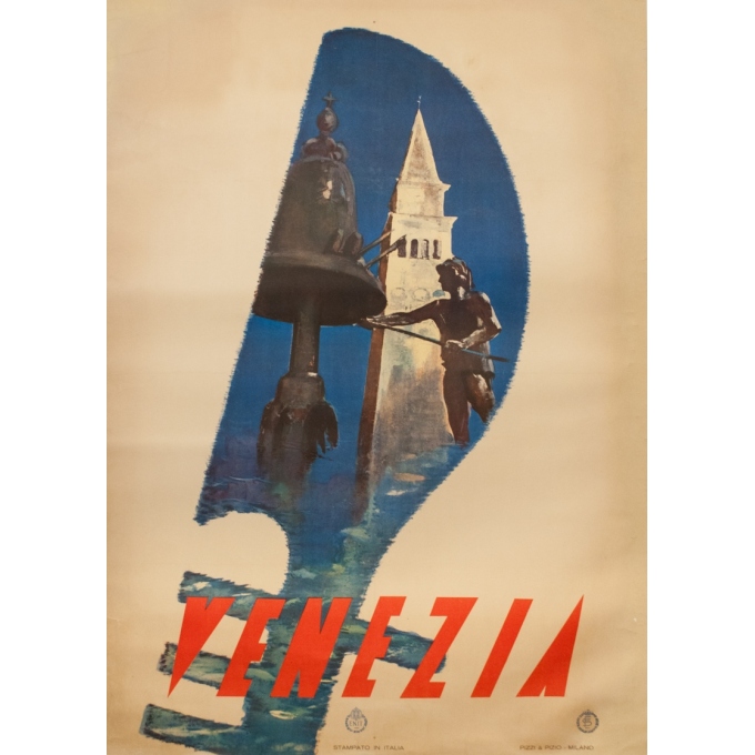 Affiche ancienne de voyage - Circa 1930 - Venise - Venezia - 140 par 100 cm