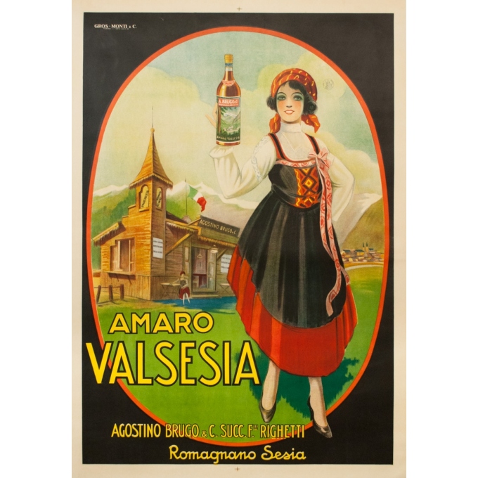 Vintage advertising poster - Circa 1920 - Amaro Valsesia - 54.5 by 38.2 inches
