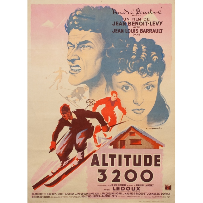 Affiche ancienne de cinéma - Rajac - 1946 - Altitude 3200 - 160 par 120 cm