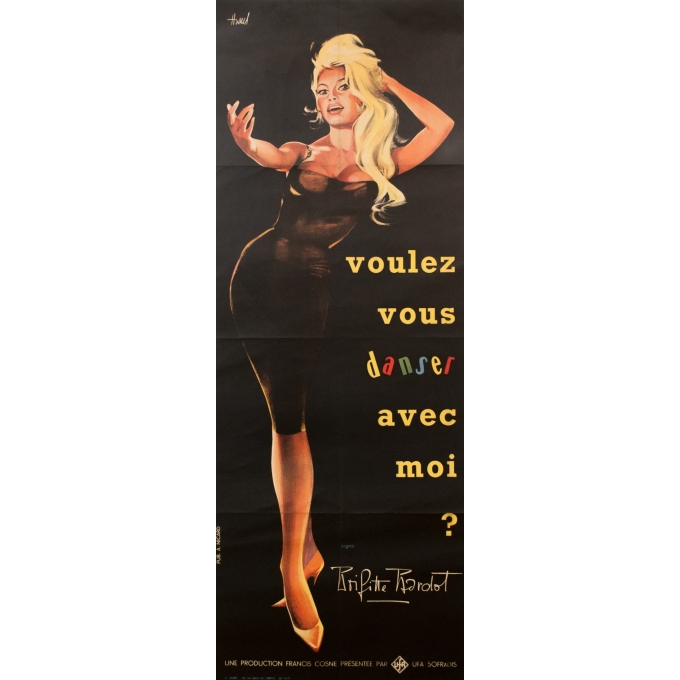 Affiche ancienne de cinéma - Hurel - 1959 - Voulez Vous Danser Avec Moi - Bandeau - 160 par 58 cm