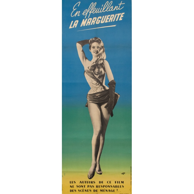 Original vintage movie poster - Jarry - 1956 - En Effeuillant La Marguerite - 63 by 22.6 inches