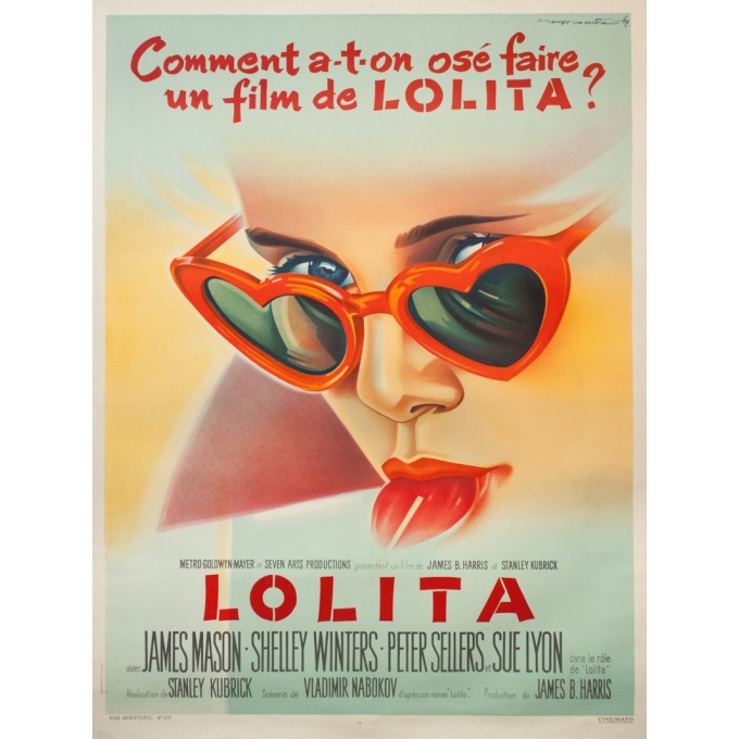 Affiche ancienne de cinéma - Rogers Soubie - 1962 - Lolita - 160 par 120 cm