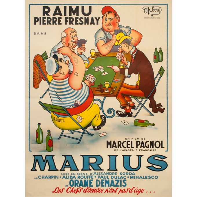 Affiche ancienne de cinéma - Dubout - 1950 - Marius - 160 par 120 cm