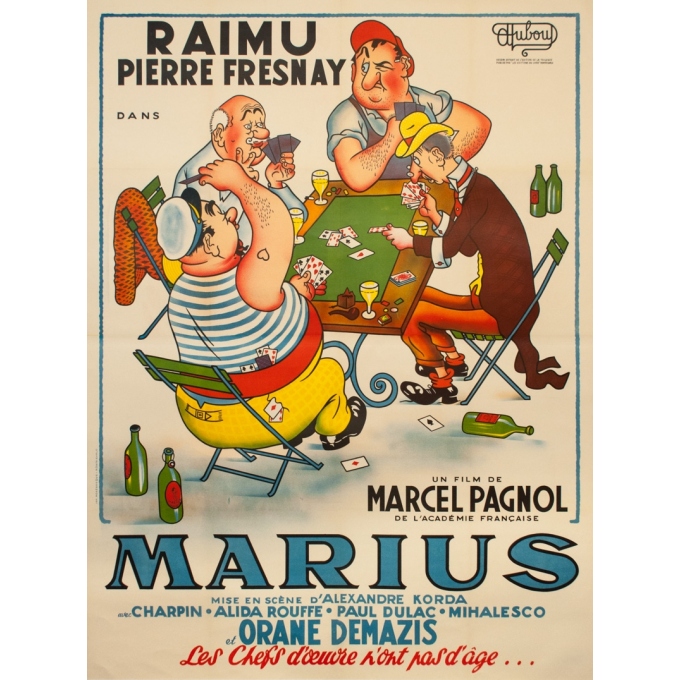 Original vintage movie poster - Dubout - 1950 - Marius - 63 by 47.2 inches