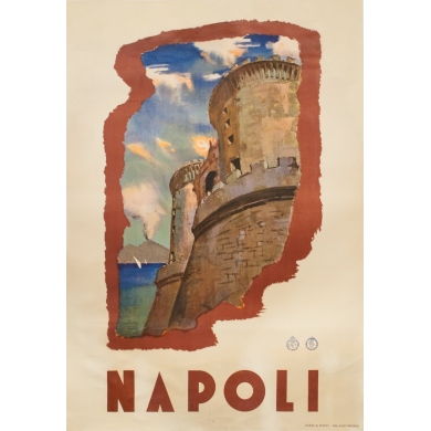Vintage travel poster - 1930 - Napoli-Naples Italie - 55.1 by 38.4 inches