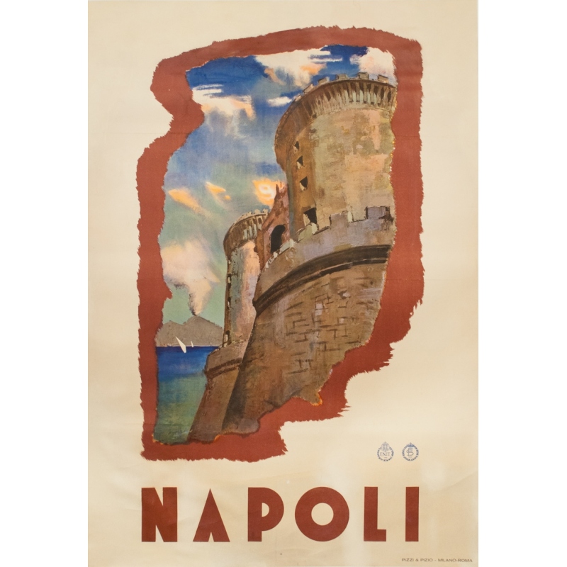 Vintage travel poster - 1930 - Napoli-Naples Italie - 55.1 by 38.4 inches