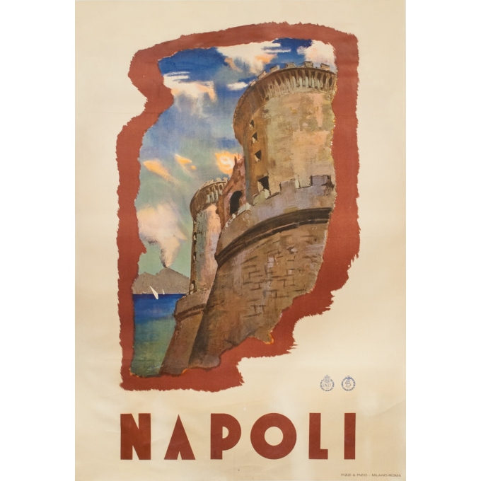 Vintage travel poster - 1930 - Napoli-Naples Italie - 55.1 by 38.4 inches