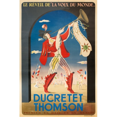 Vintage advertising poster - Jean Denis Malcles - 1945 - Ducretet Thomson - 58.1 by 38.8 inches