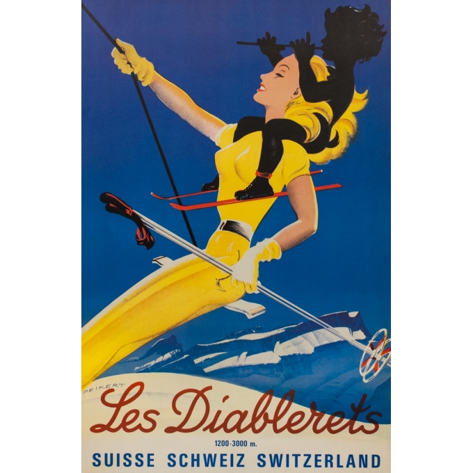 Affiche ancienne de voyage de Peikert Circa 1970 - Les Diablerets - Suisse