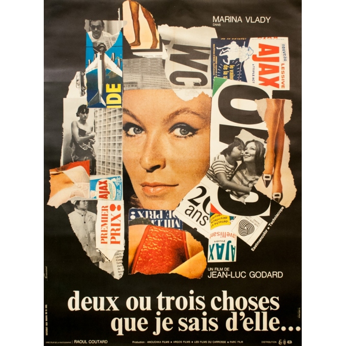 Affiche ancienne de cinéma - Ferracci - 1967 - Deux Ou Trois Choses Que Je Sais D'Elle - Jean Luc Godard - 160 par 120 cm