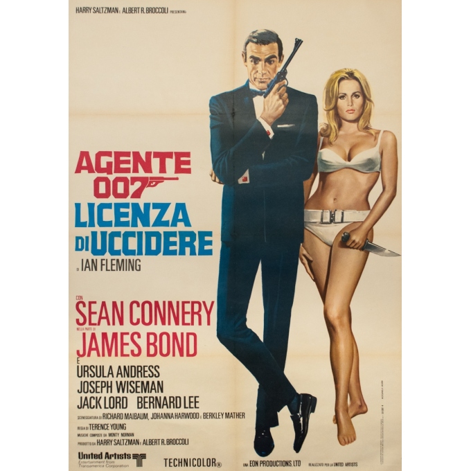 Original vintage movie poster - 1962 -  James Bond 007 Licenza Di Uccidere - 54.7 by 38.6 inches