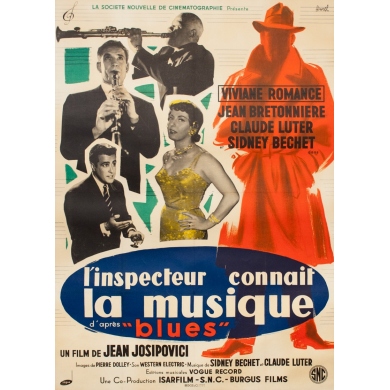 Original vintage movie poster - Hurel - Circa 1960  - L'Inspecteur Connait La Musique - 63 by 47.2 inches