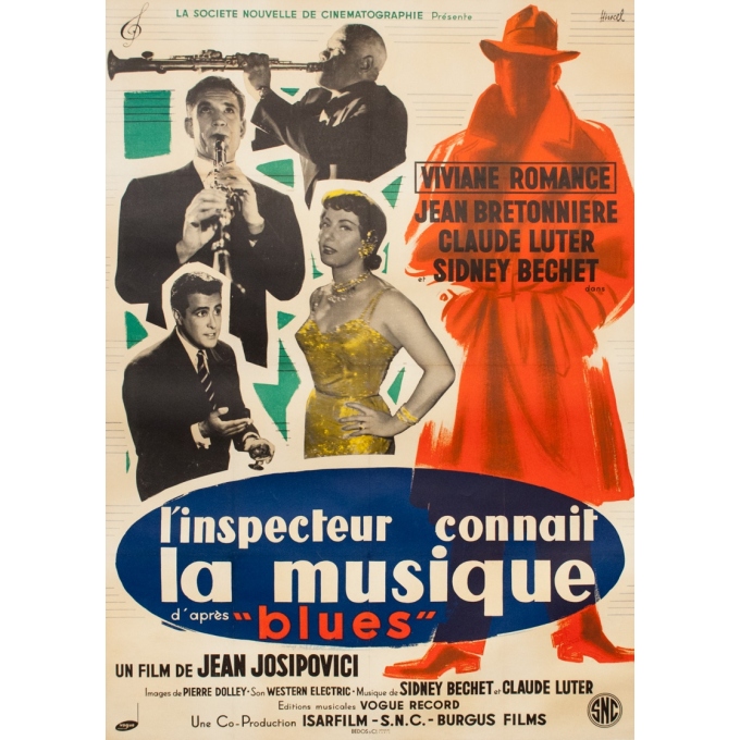 Original vintage movie poster - Hurel - Circa 1960  - L'Inspecteur Connait La Musique - 63 by 47.2 inches