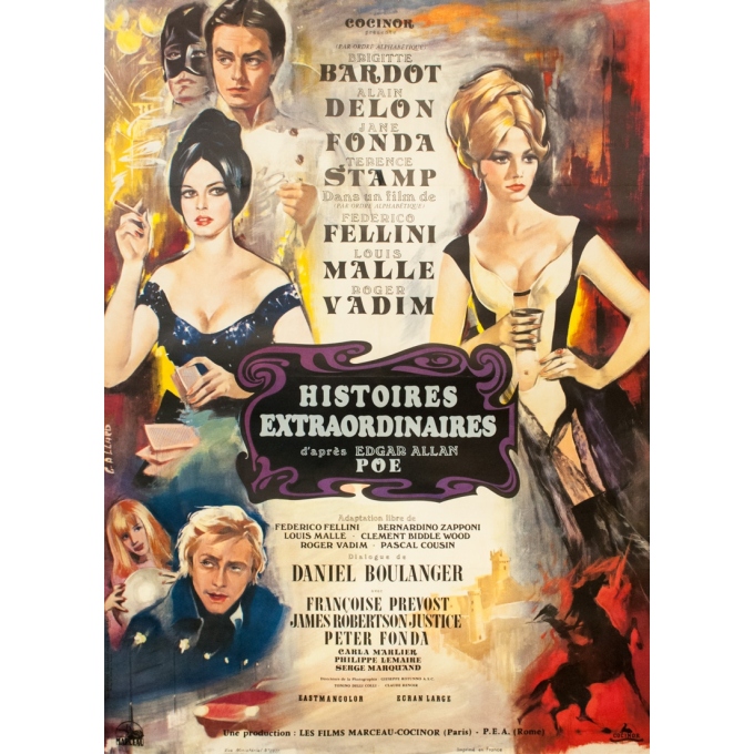 Original vintage movie poster - G. Allard - 1968 - Histoires Extraordinnaires d'après Edgar Allan Poe - 63 by 47.2 inches