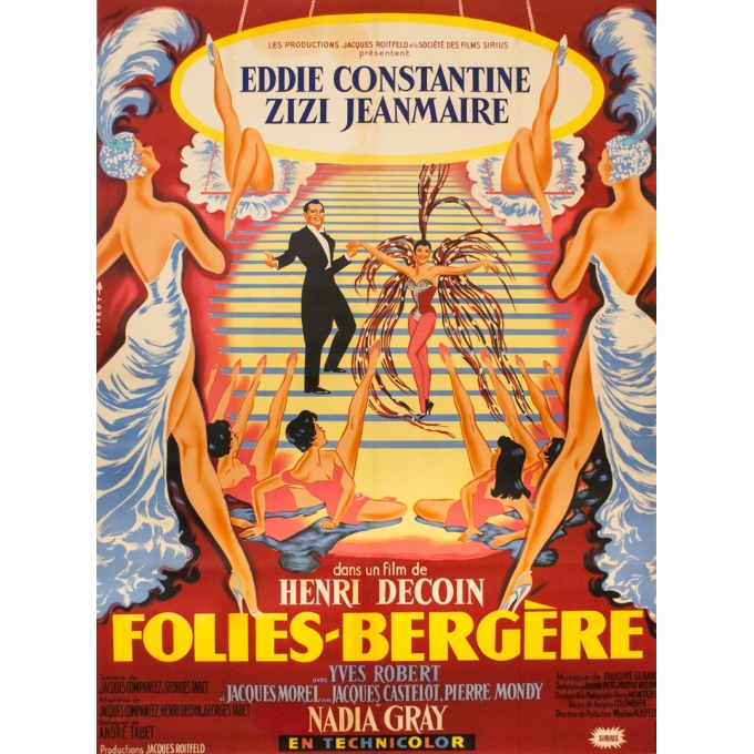 Affiche ancienne originale - Pigeot - Circa 1950 - Folies Bergère - 160 par 120 cm