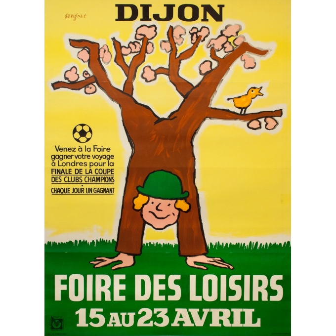 Affiche ancienne originale - Savignac  - Circa 1990 - Foire Des Loisirs Dijon - 160 par 117 cm