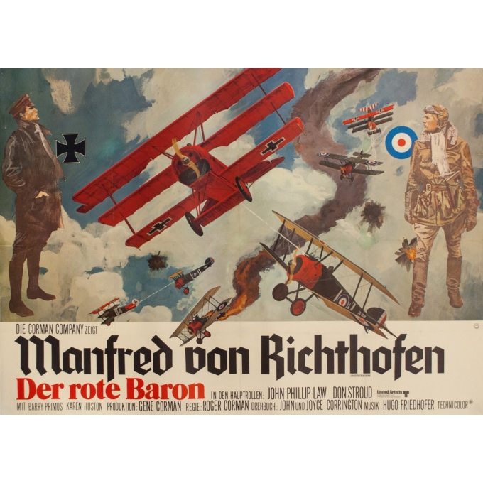 Affiche ancienne de cinéma - 1971 -  Le Baron Rouge - Manfred Von Richthofen - Version Allemande - 118 par 85 cm