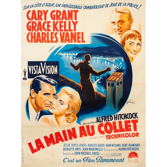 Affiche ancienne de cinéma - Grinson - 1955 -  La Main Au Collet - Gary Grant - Grace Kelly - Alfred Hitchcock - 160 par 120 cm