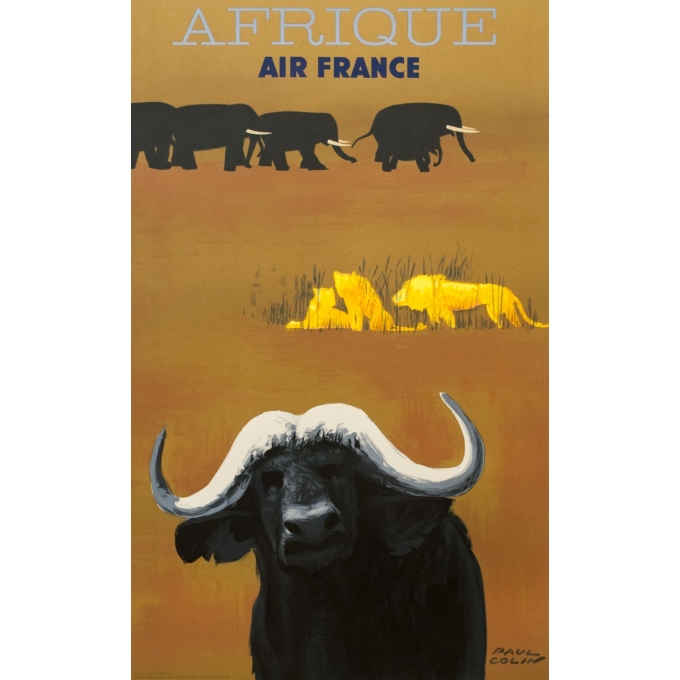 Affiche ancienne de voyage - Paul Colin - 1956 - Air France Afrique - 100.5 par 62.5 cm