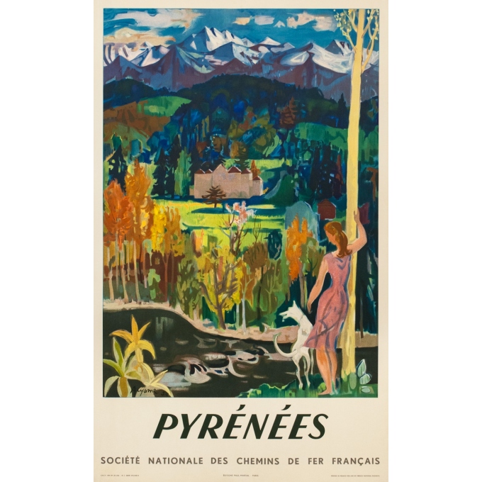 Vintage travel poster - Acyame - 1951 - Pyrénées Sncf - 39.2 by 24.4 inches