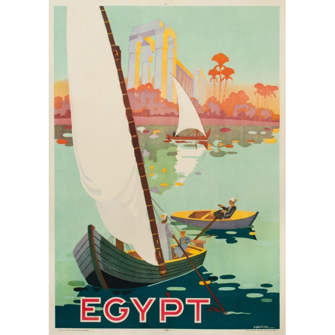 Vintage travel poster - H.Hashim - Circa 1930 - Egypte Egypt - 39.4 by 27.8 inches