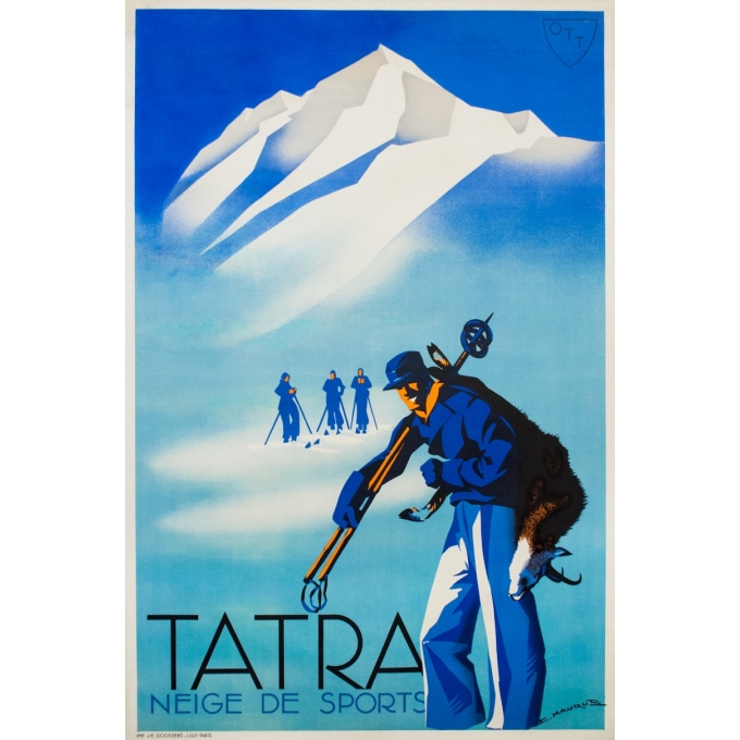 Affiche ancienne de voyage - E. Maurus - Circa 1930 - Tatra Neige De Sports - 150 par 101 cm