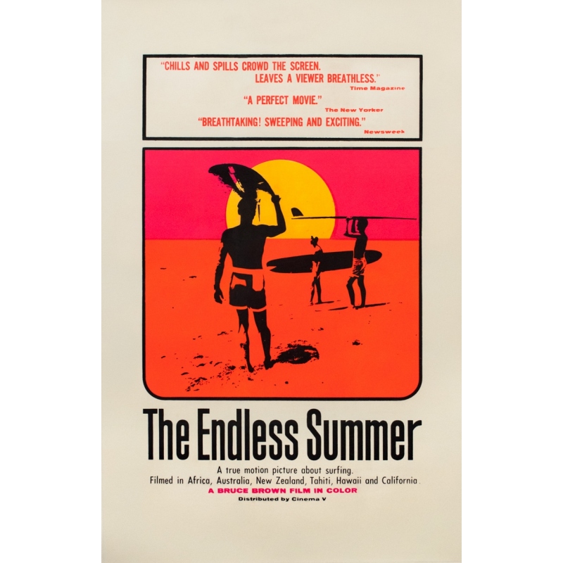 Original vintage movie poster - John Hamersveld - 1964 - The Endless Summer- Version Américaine- One Sheet - 41.3 by 27 inches