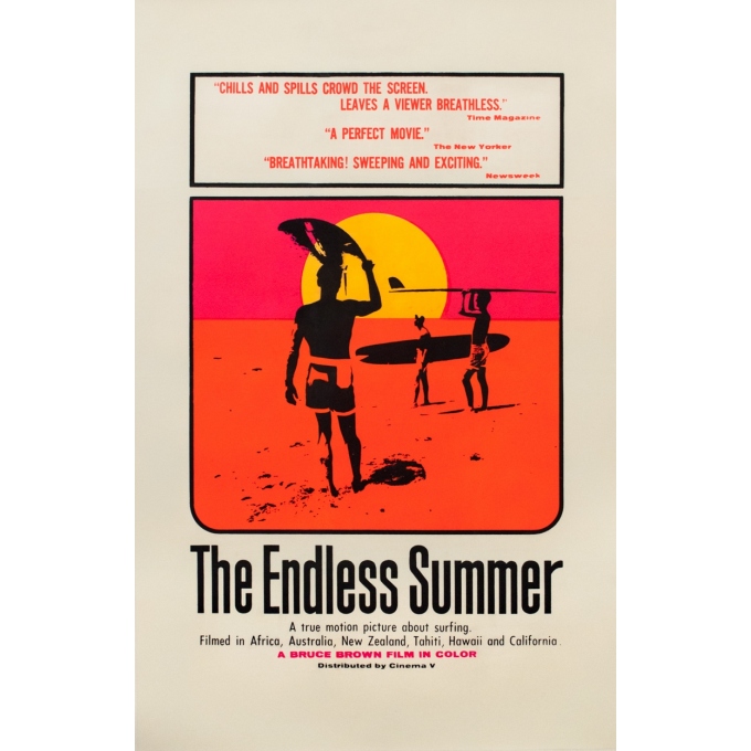 Original vintage movie poster - John Hamersveld - 1964 - The Endless Summer- Version Américaine- One Sheet - 41.3 by 27 inches