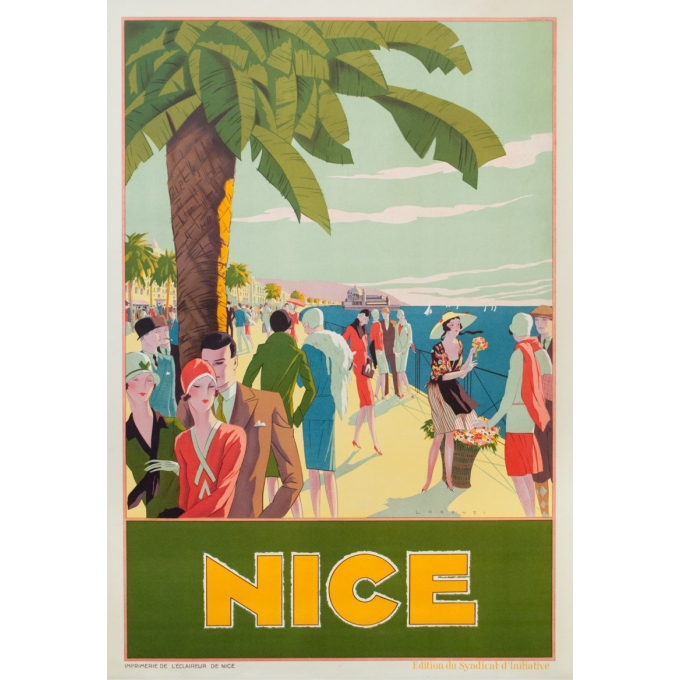 Affiche ancienne de voyage - Lorenzi - Circa 1930 - Nice - Lorenzi - 115 par 80 cm