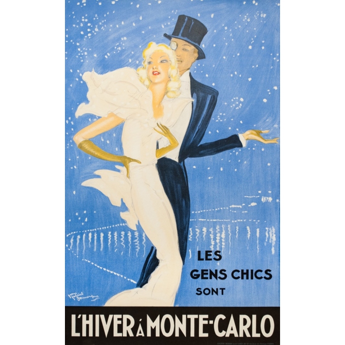 Vintage travel poster - Domergue - Circa 1930 - L'Hiver A Montecarlo - 39 by 24.4 inches