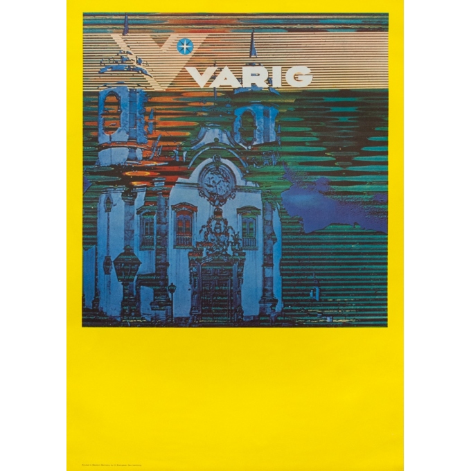 Affiche ancienne de voyage - Circa 1970 - Varig - 84.5 par 60 cm