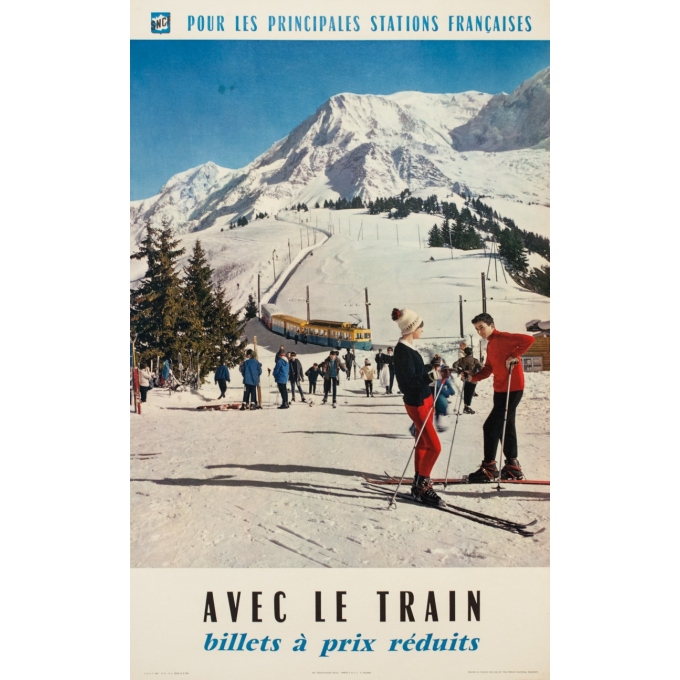 Affiche ancienne de voyage - 1964 - Sncf Pour Les Principales Stations Française - 100 par 61.5 cm