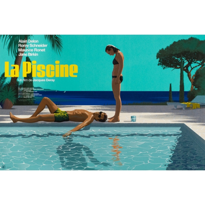 Affiche sérigraphiée originale - Laurent Durieux - 2019 - La Piscine variante - N°14/69 - 91 par 61 cm