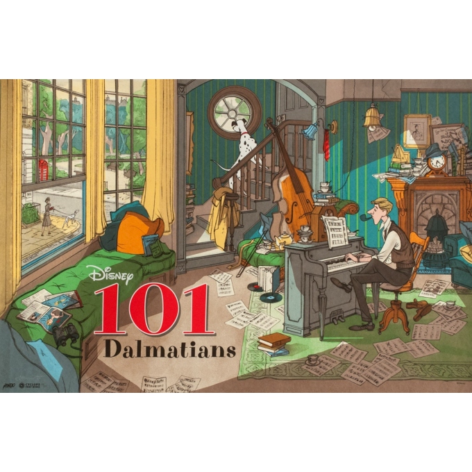 Affiche sérigraphiée originale - Jonathan Burton - Les 101 Dalmatiens - Signée en bas à gauche N°173/177 - 91.5 par 61 cm