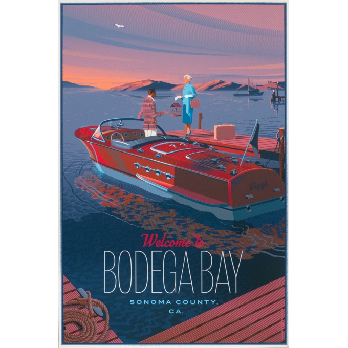 Silkscreen poster - Laurent Durieux - 2020 - Welcome to Bodega Bay - Variante - N°60/185 - 36.2 by 24 inches