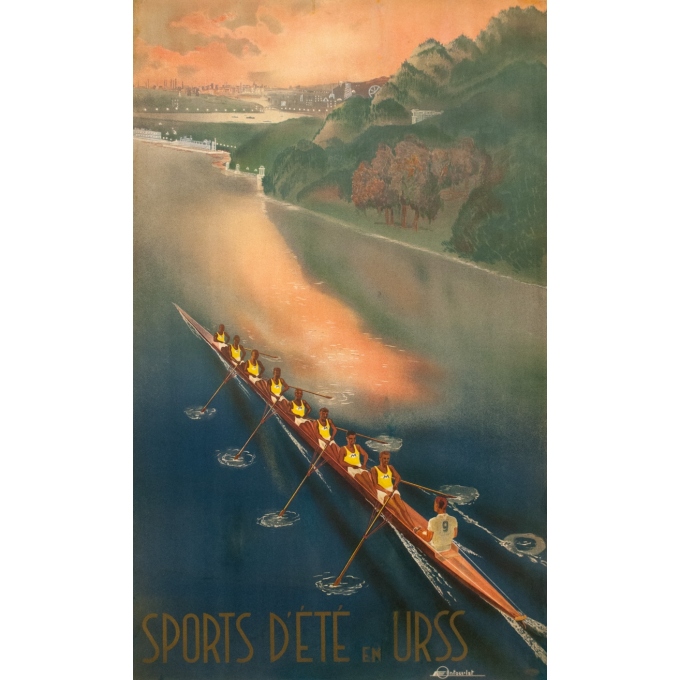 Affiche ancienne de voyage - 1939 - Sports d'été en URSS - 103 par 61.5 cm